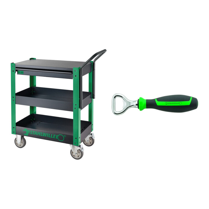 Set Stahlwille Servicetrolley + Flaschenöffner Kapselheber 160 mm