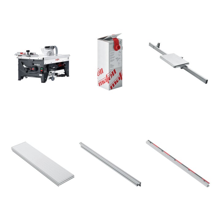 Set Mafell Oberfräse LO 65 Ec MaxiMAX im T-MAX + Frässchablonen Arunda 80N Maxi + Arunda Schnellspannhebelzwinge, 40 x 14 cm + Wendemesser Standard-26