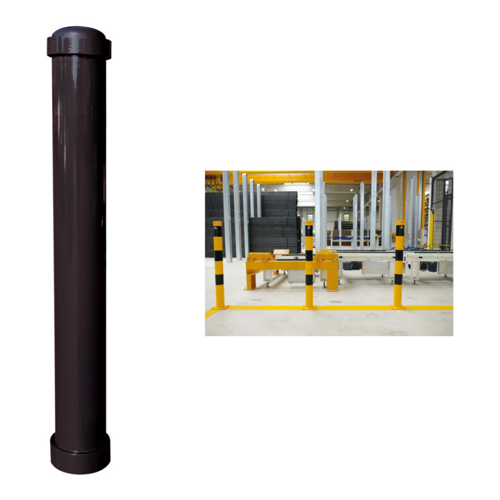 Set Schake Absperrpfosten Typ 460UV, umlegbar, für Vorhangschloß, Ø 60mm, feuerverzinkt + BefestigungsschraubensatzTyp 1 + Bodenhülse zum Einbetonieren