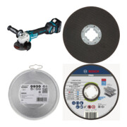 Set Makita Winkelschleifer DGA513RTJ 18V +  Bosch 3 X-LOCK Trennscheiben 125 mm