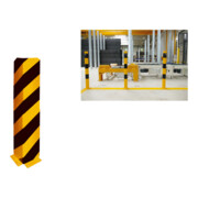 Set Schake Anfahrschutzwinkel, standard Stahlblech 5mm, gelb, beschichtet, + schwarzen Streifen (Folie beigelegt), Schenkellänge 160mm, Höhe 1200mm + BefestigungsschraubensatzTyp 1