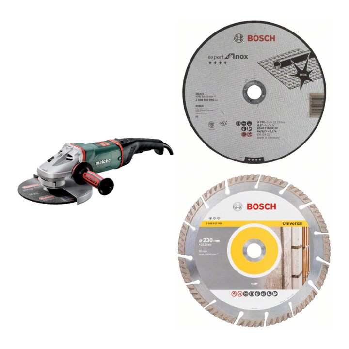 Set Metabo Winkelschleifer WEA 26-230 MVT+Bosch 3 Trennscheiben 230 mm