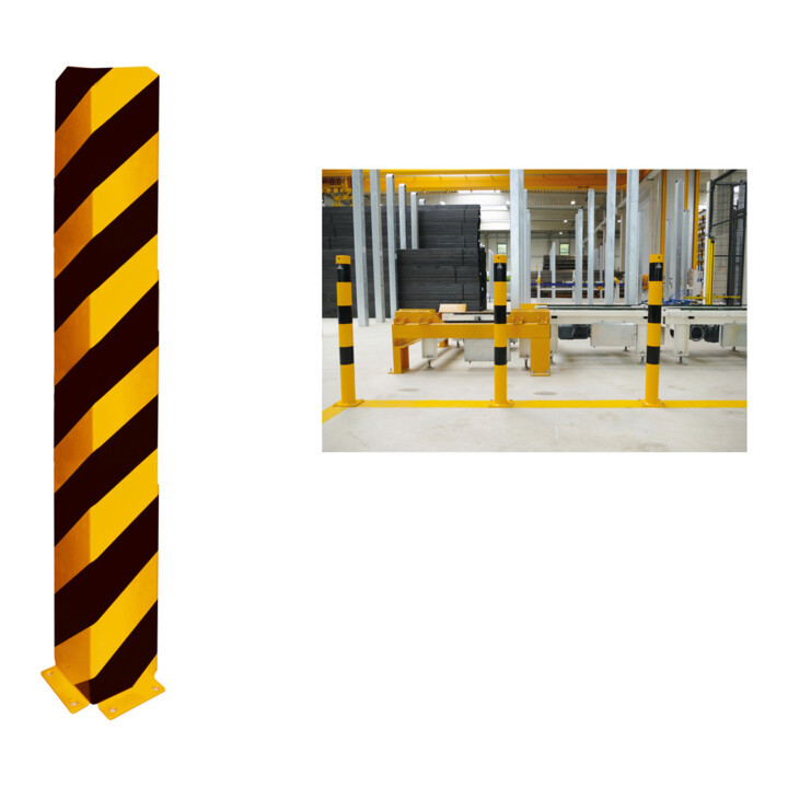 Set Schake Anfahrschutz, Winkel Stahlblech 6mm, Höhe 400mm, Schenkellänge 160mm, gelb / schwarz + BefestigungsschraubensatzTyp 1