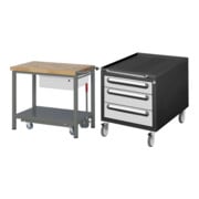 Set STIER Werkbank Premium mit abs. Fahrgestell und 1 Schublade BxTxH...