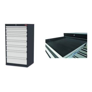Set STIER Schubladenschrank mit 8 Schubladen BxTxH 700x575x1220 mm +...