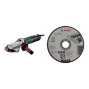 Set Metabo Flachkopf-Winkelschleifer WEF15-125 + Bosch 5 Trennscheiben 125 mm