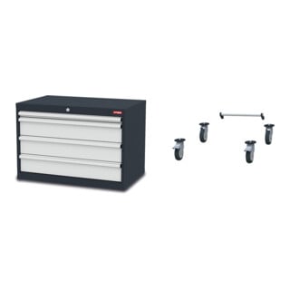 Set STIER Schubladenschrank mit 4 Schubladen BxTxH 900x575x620 mm +...