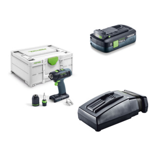 Set Festool Akku-Bohrschrauber T 18+3-Basic + Tabless Akkupack BP 18 TBX 4 C-ASI + Schnellladegerät TCL 6