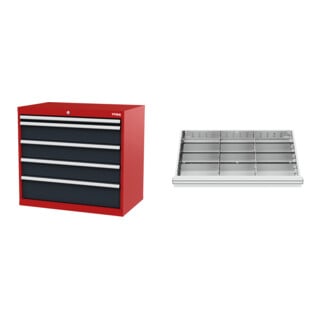 Set STIER Schubladenschrank mit 5 Schubladen BxTxH 900x575x820 mm...
