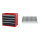 Set STIER Schubladenschrank mit 5 Schubladen BxTxH 900x575x820 mm...