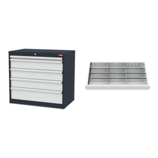 Set STIER Schubladenschrank mit 5 Schubladen BxTxH 900x575x820 mm +...