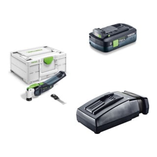 Set Festool Akku-Oszillierer OSC 18 E-Basic VECTURO + Tabless Akkupack BP 18 TBX 4 C-ASI + Schnellladegerät TCL 6