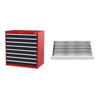 Set STIER Schubladenschrank mit 8 Schubladen BxTxH 900x575x920 mm...