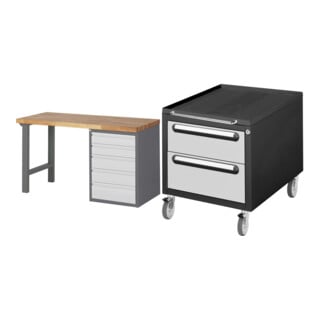 Set STIER Werkbank Premium mit 5 Schubladen BxTxH 1500x700x840mm +...