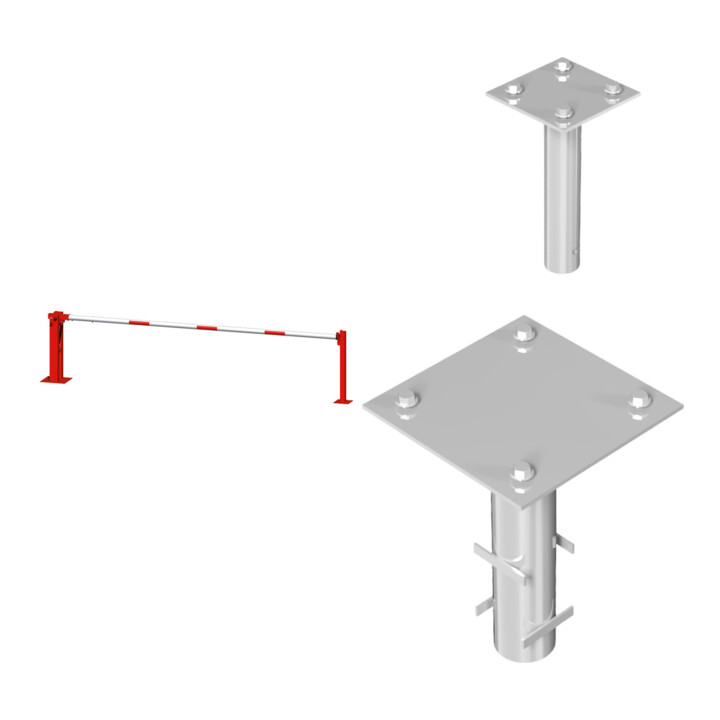 Set Schake Wegeschranken 5m + fester Auflagestütze, Bodenplatte zum...