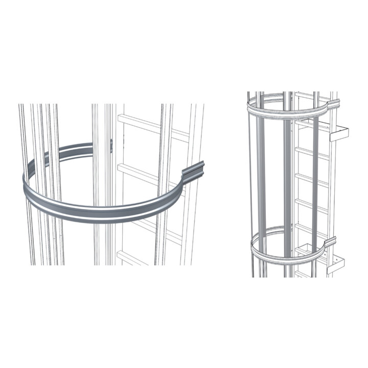 Set ZARGES Rückenschutzbügel D = 700 mm Stahl verzinkt + ZARGES Rückenschutzstrebe 1.400 mm Stahl verzinkt