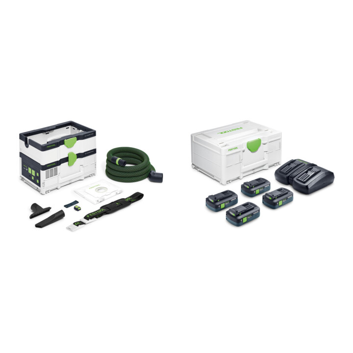 Set Festool Akku-Absaugmobil CTMC SYS I-Basic CLEANTEC + Energie-Set SYS 18V 4xTBX4/TCL6DUO