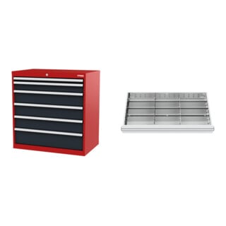 Set STIER Schubladenschrank mit 6 Schubladen BxTxH 900x575x920 mm...