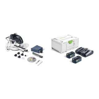 Set Festool Akku-Kapp-Zugsäge KSC 60 EB-Basic KAPEX + Energie-Set SYS 18V 2xHP5,0/TCL6DUO