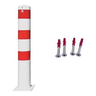 Set Schake Stahlrohrpoller Ø 152 x 3,2 mm zum Aufdübeln feuerverzinkt/weiß beschichtet + BefestigungsschraubensatzTyp 2