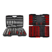 Set STIER Steckschlüssel-Satz, 1/4, 3/8 und 1/2 Zoll, 179-teilig + STIER Torsions-Bitsatz für Akkuschrauber 42-teilig