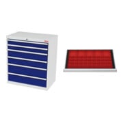 Set STIER Schubladenschrank mit 6 Schubladen BxTxH 900x575x1020 mm RAL 7035 /...
