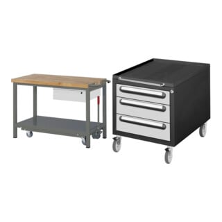 Set STIER Werkbank Premium mit abs. Fahrgestell und 1 Schublade BxTxH...