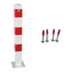 Set Schake Absperrpfosten Typ 40100PB zum Aufdübeln, 100x100mm, weiß/rot + BefestigungsschraubensatzTyp 2-1
