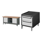 Set STIER Werkbank Premium mit abs. Fahrgestell, 6 Schubladen und einem...