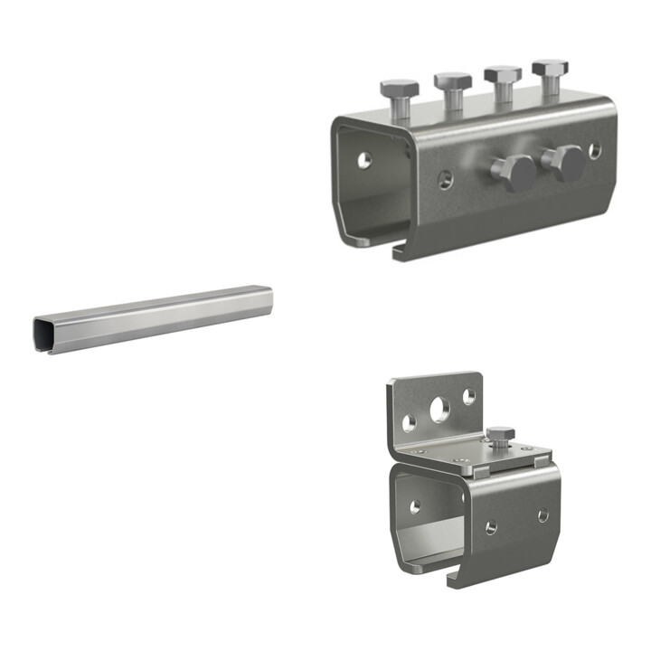 Set MEA Laufrohr Nr. 2 / 2 m / verzinkt + MEA Verbindungsmuffe Nr. 2 + MEA Wandbefestigung Nr.2