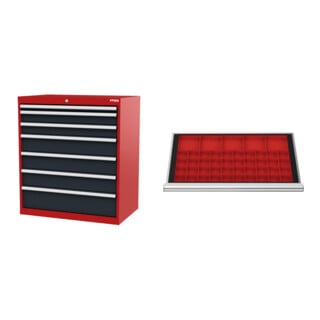 Set STIER Schubladenschrank mit 7 Schubladen BxTxH 900x575x1020 mm...