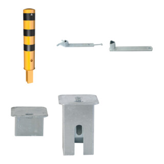 Set Schake Absperrpfosten, herausnehmbar + Dreikantverschluss Ø 193mm, gelb...