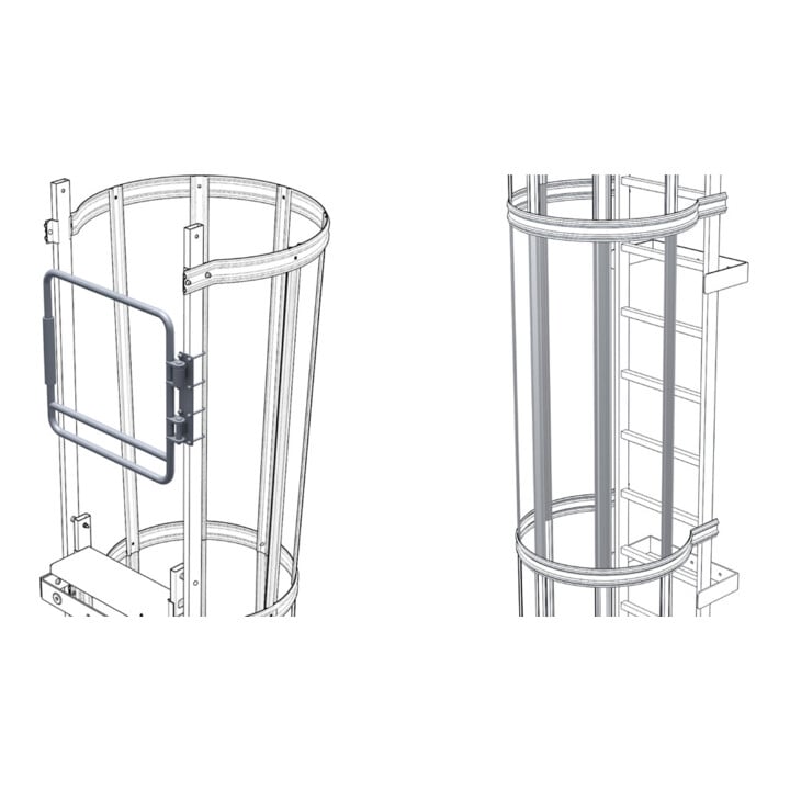 Set ZARGES Doppelsicherungsschranke ST + ZARGES Rückenschutzstrebe 1.400 mm Stahl verzinkt