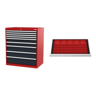 Set STIER Schubladenschrank mit 9 Schubladen BxTxH 900x575x1020 mm...