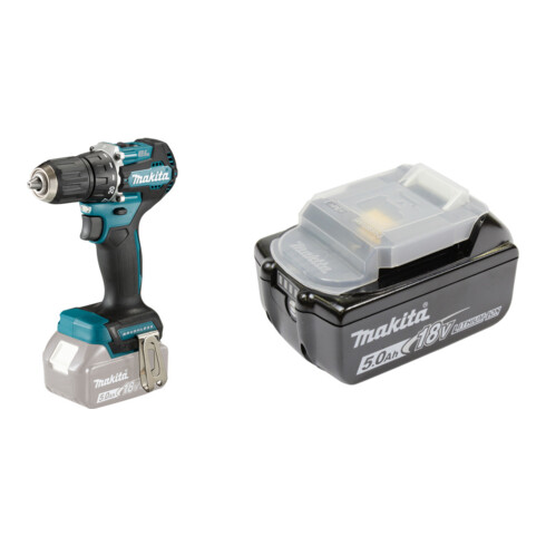 Set Makita Akku-Bohrschrauber LXT DDF487Z + Makita Akku 18,0 V 5,0 Ah Li-Ion BL1850B