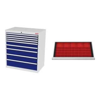 Set STIER Schubladenschrank mit 9 Schubladen BxTxH 900x575x1020 mm...