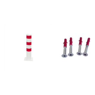 Set Schake Absperrpfosten Typ 4042/1, ortsfest, Ø42mm, zum Einbetonieren, + 1 Öse + Schake Verbindungsglied verzinkt 10 Stück + Schake Absperrkette aus Stahl 5mm geschweißt, feuerverzinkt 10 Stück