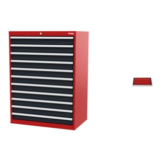 Set STIER Schubladenschrank mit 11 Schubladen BxTxH 900x575x1220 mm...