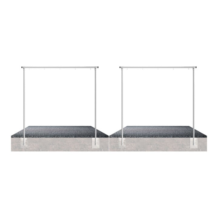 Set Schake Wäschetrockengerüst Ø60mm, Querstange 3,50m, 7 Haken einseitig + Aufpreis für Mehrhaken für Wäschesystem (gebogen) (Aufpreis je Haken)