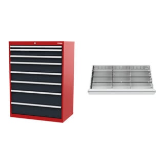 Set STIER Schubladenschrank mit 8 Schubladen BxTxH 900x575x1220 mm...