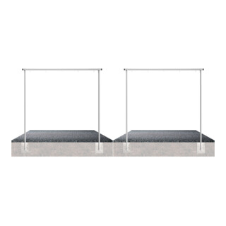 Set Schake Wäschetrockengerüst Ø60mm, Querstange 3,00m, ohne Haken + Aufpreis für Mehrhaken für Wäschesystem (gebogen) (Aufpreis je Haken)
