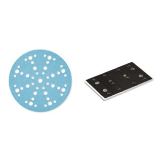Set Schleifscheiben STF D150/48 P80 GR/50 + Schleifschuh StickFix SSH-STF-80x130/12
