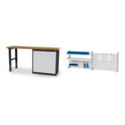 Set STIER Werkbank BxTxH 2000x600x960 mm mit 1 Schrankgehäuse der Breite 900...