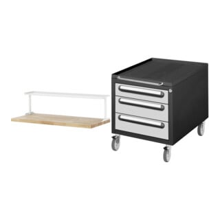 Set STIER Ablage zur Werkbankmontage BxTxH 1500x300x375mm + Rollcontainer...