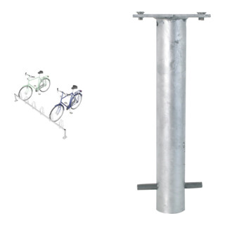 Set Schake Reihenparker zum Aufdübeln Gesamtlänge 3000 mm, 6 Einstellplätze + Schake GmbH Bodenhülse zum Einbetonieren