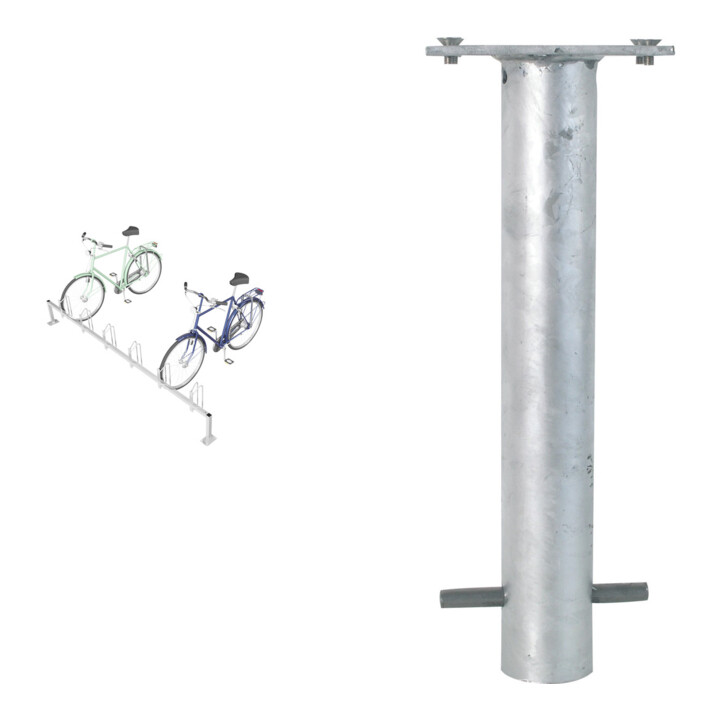 Set Schake Reihenparker zum Aufdübeln Gesamtlänge 3000 mm, 6 Einstellplätze + Schake GmbH Bodenhülse zum Einbetonieren