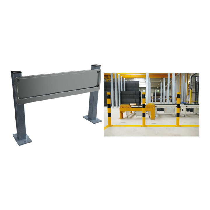 Set Schake Barriere aus Aluminiumprofil 100x20mm + Absperrkette