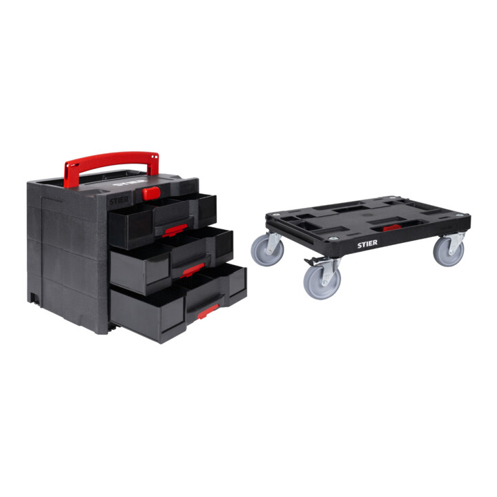 Set STIER Sortainer T-Loc IV/3 BLACK-Edition + STIER Systainer-Rollbrett RB BLACK-Edition