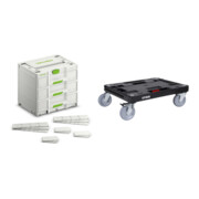 Set Festool Sortainer³ SYS3-SORT/3 M 337 + STIER Systainer-Rollbrett RB BLACK-Edition