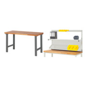 Set STIER Werktisch Premium BxTxH 1500x700x840 mm + Werkbankaufbau BxH...